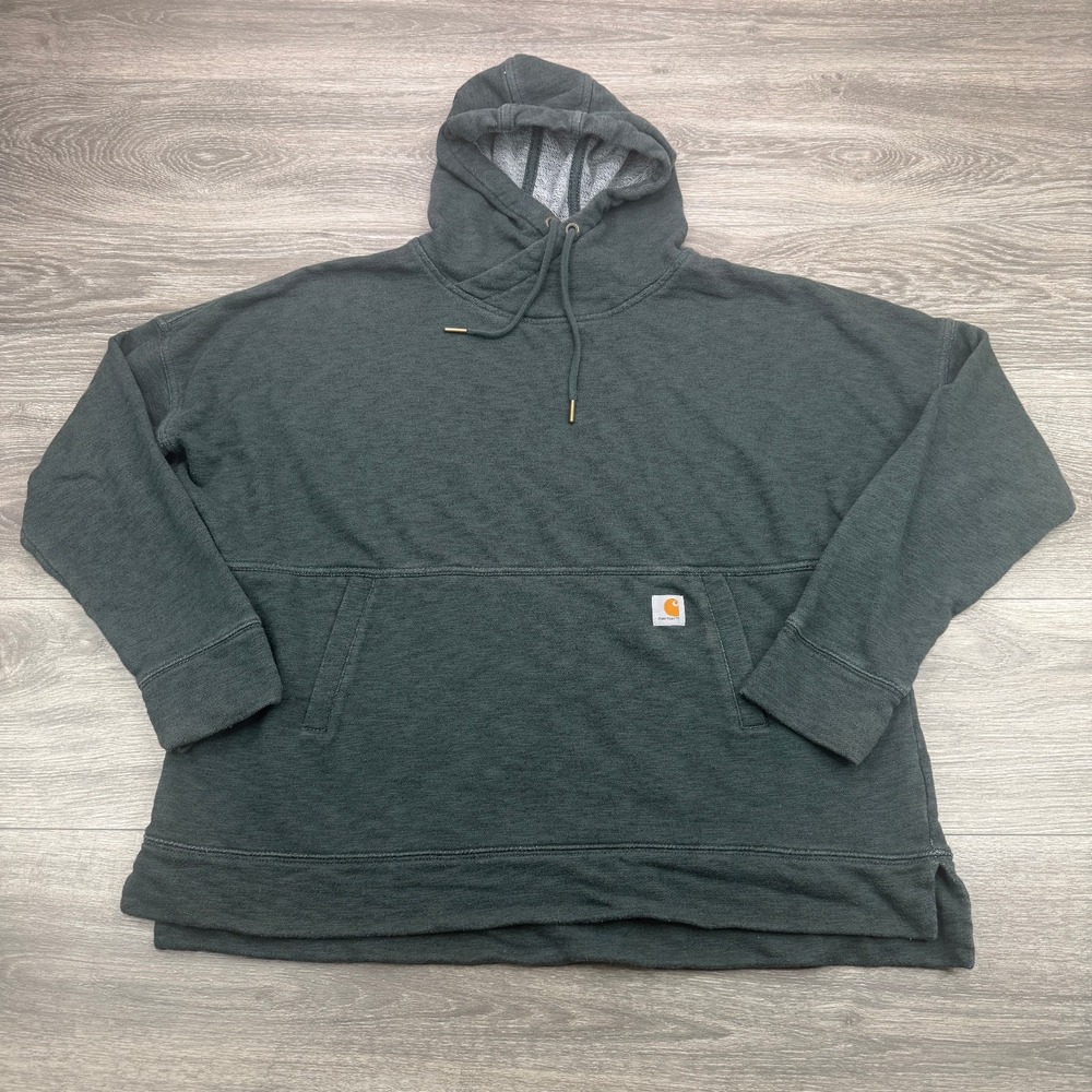 Carhartt Newberry Hoodie Womens XL Green Relaxed Boxy Terry Pullover Sweatshirt